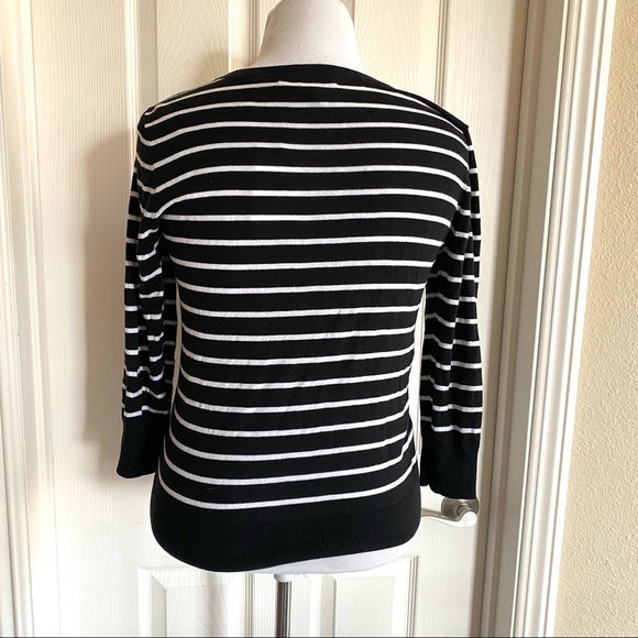 NEW 1901 Striped Cardigan Sweater Black White Classic Button Small Preppy Pima - Picture 5 of 7
